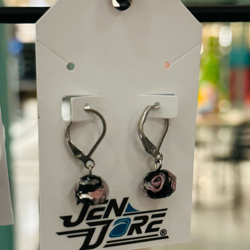JenDore Handmade Rose Dangle Drop Earrings Hypoallergenic Tarnish Resistant